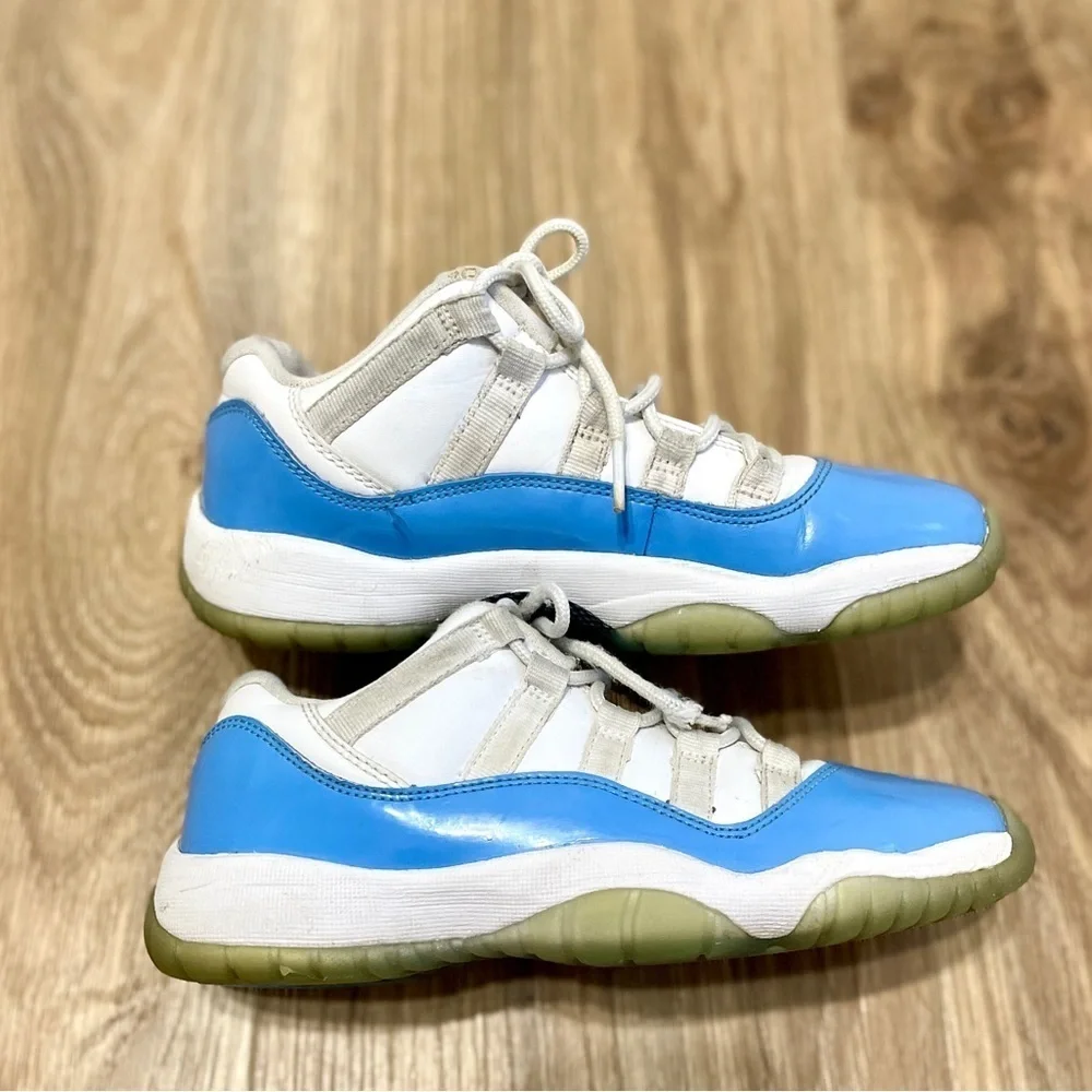 Air Jordan 11 Retro Low UNC White Blue Sneakers Shoes 505835-106 Boys Youth 3.5